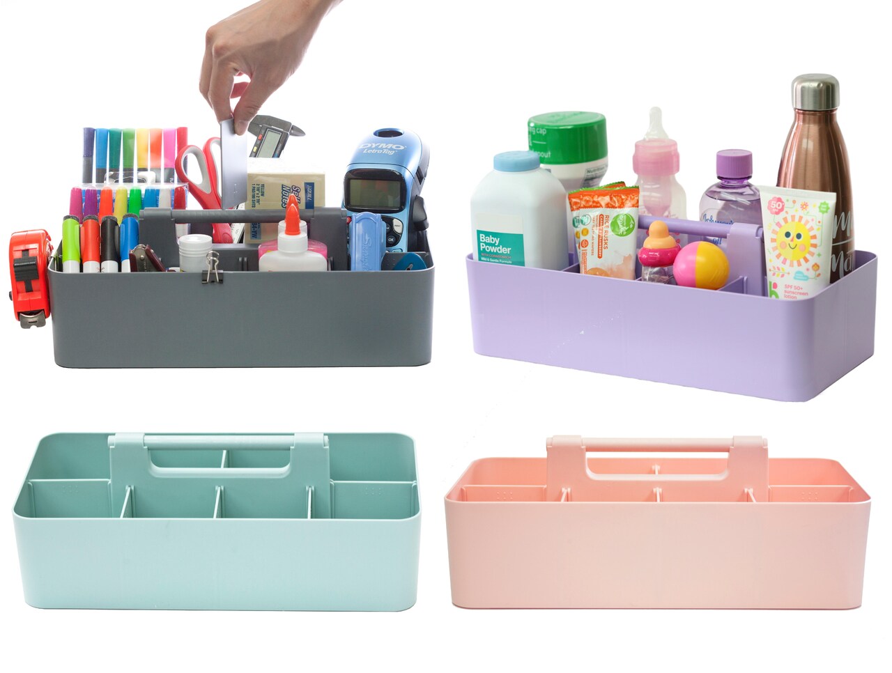 Enjoy Organizer 4 Pack Portable Art Supply Caddy with Handle 8 Compartment Stackable Made In USA